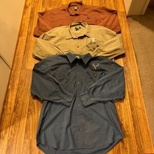 Cabelas Button Up‎ Shirts Men 2XL Tall Outdoor Gear Embroidered Bundle Of 3